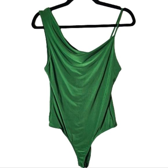 21 Saints Tops - 21 Saints Green One Shoulder and Strap Bodysuit Women's Size Large NWT